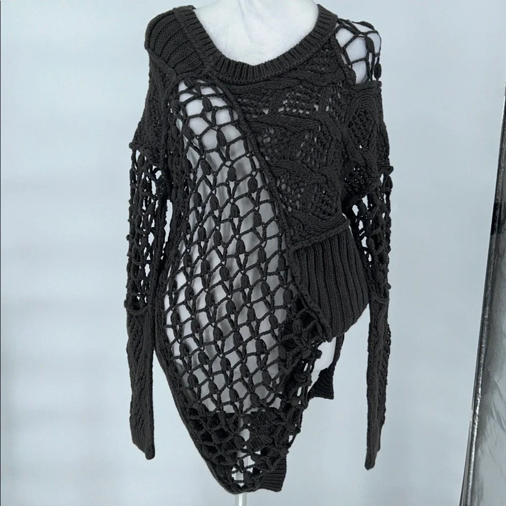ALLSAINTS Hand Crochet Open-Knit Sweater Dress UK 12 US 8 Linen Cotton Boho - Picture 4 of 12
